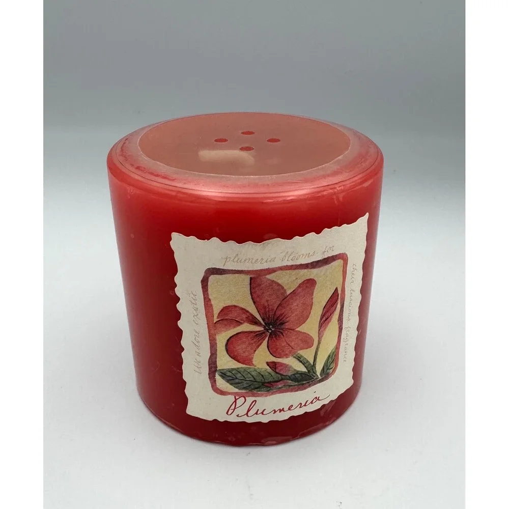 Vintage Bath & Body Works Plumeria Scented Pillar Candle 90s Deadstock Rare